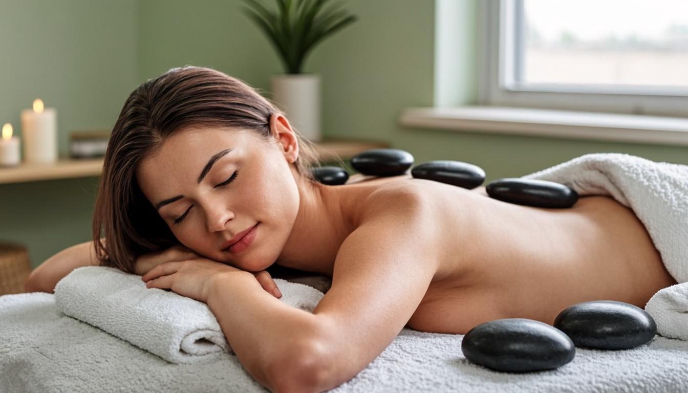 Warm shell stone massage treatment with candlelight at Sol & Sea