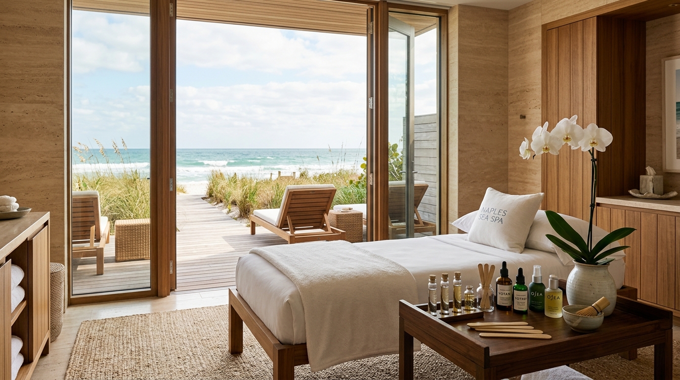 Beachfront restorative facial and wellness treatment suite at Sol & Sea Lounge